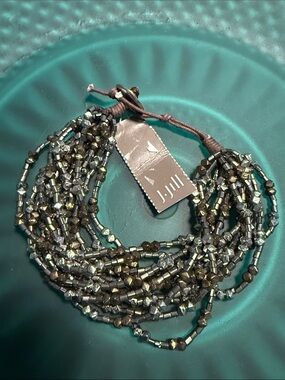 J. Jill Multi-Strand Metallic Beaded Bracelet - Pewter and Gunmetal